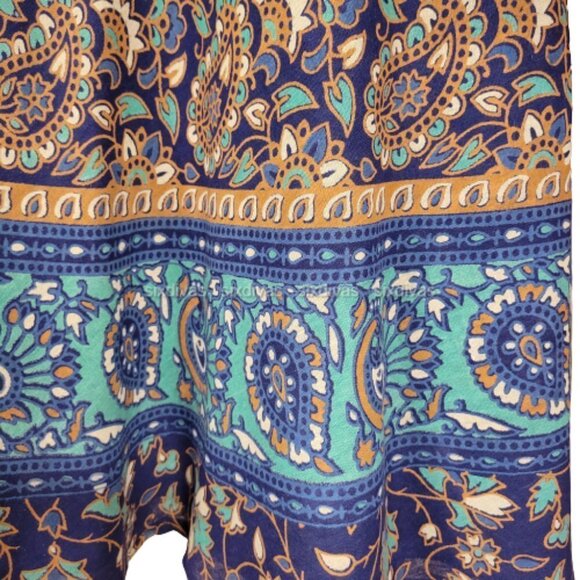 𝅺Wrap Skirt Cotton Knee Length Blue Skirt One Size - NEW! - Picture 3 of 6